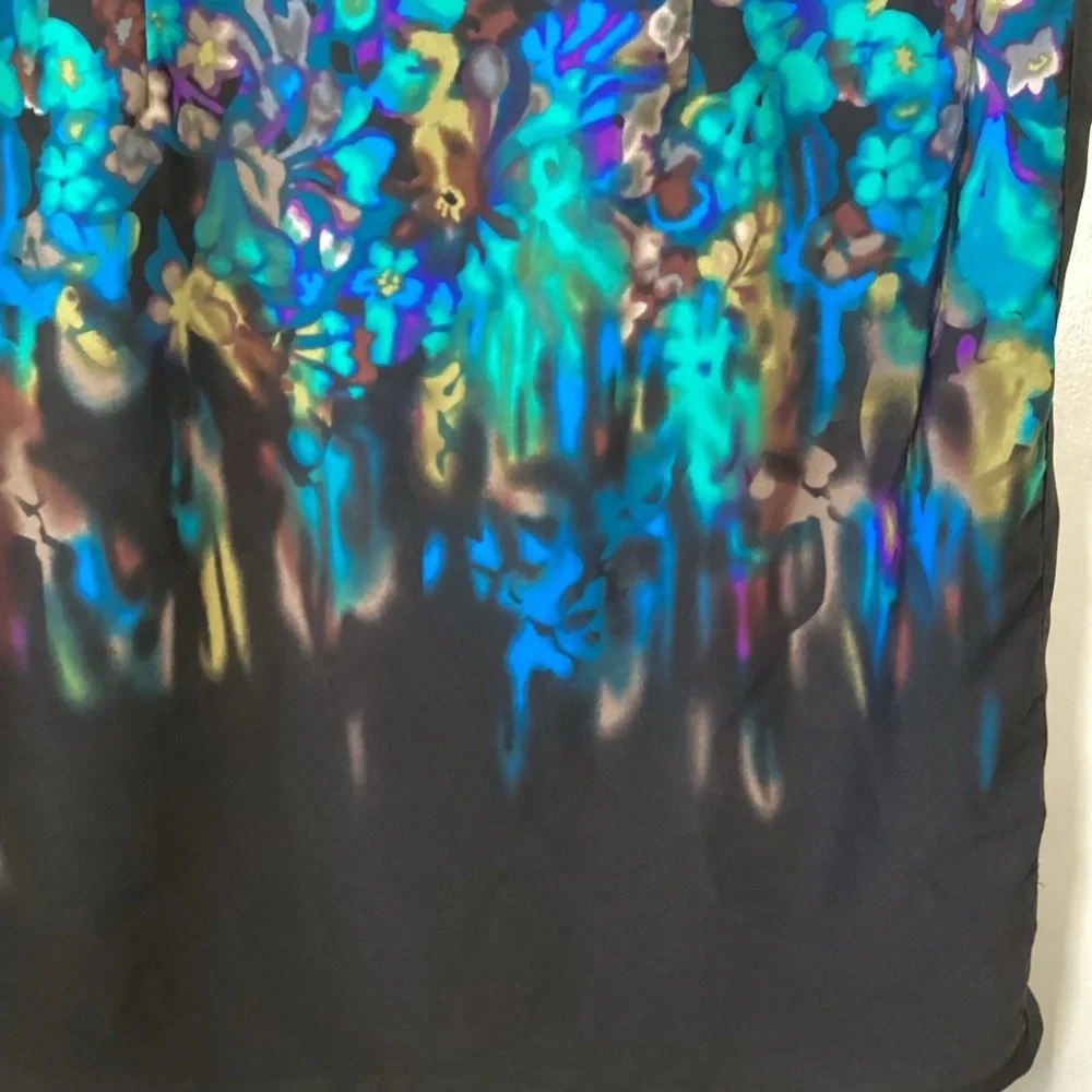 Danillo Boutique Shift Dress Size 1X Blue & Black Floral Design - Picture 6 of 10